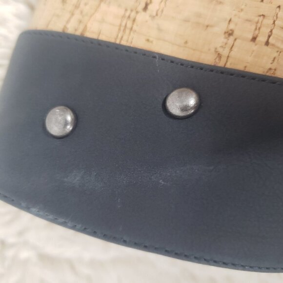 Lucky Brand Dark Slate Blue Cork Wedge Sandals Size 8.5 - Picture 9 of 11